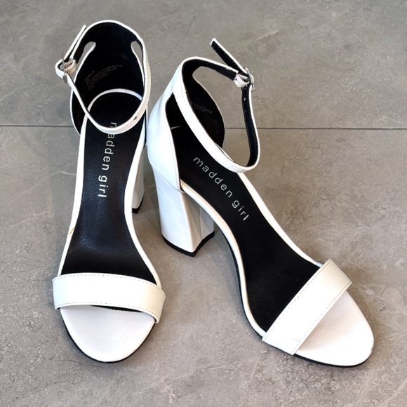 Madden Girl Shoes - Madden Girl Block Heel Sandals - White Size 5